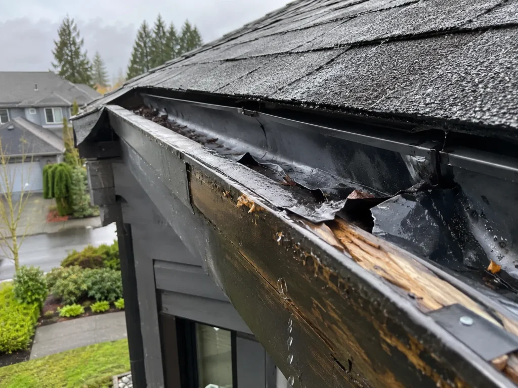 hidden gutter repairs langley home showing wood rot damage